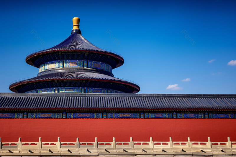 中国古代建筑中式风格地标建筑蓝色背景,高清,摄影图,摄影图片,图片大全,摄影图免费下载